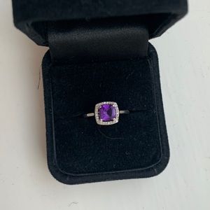 Real Amethyst & diamond ring